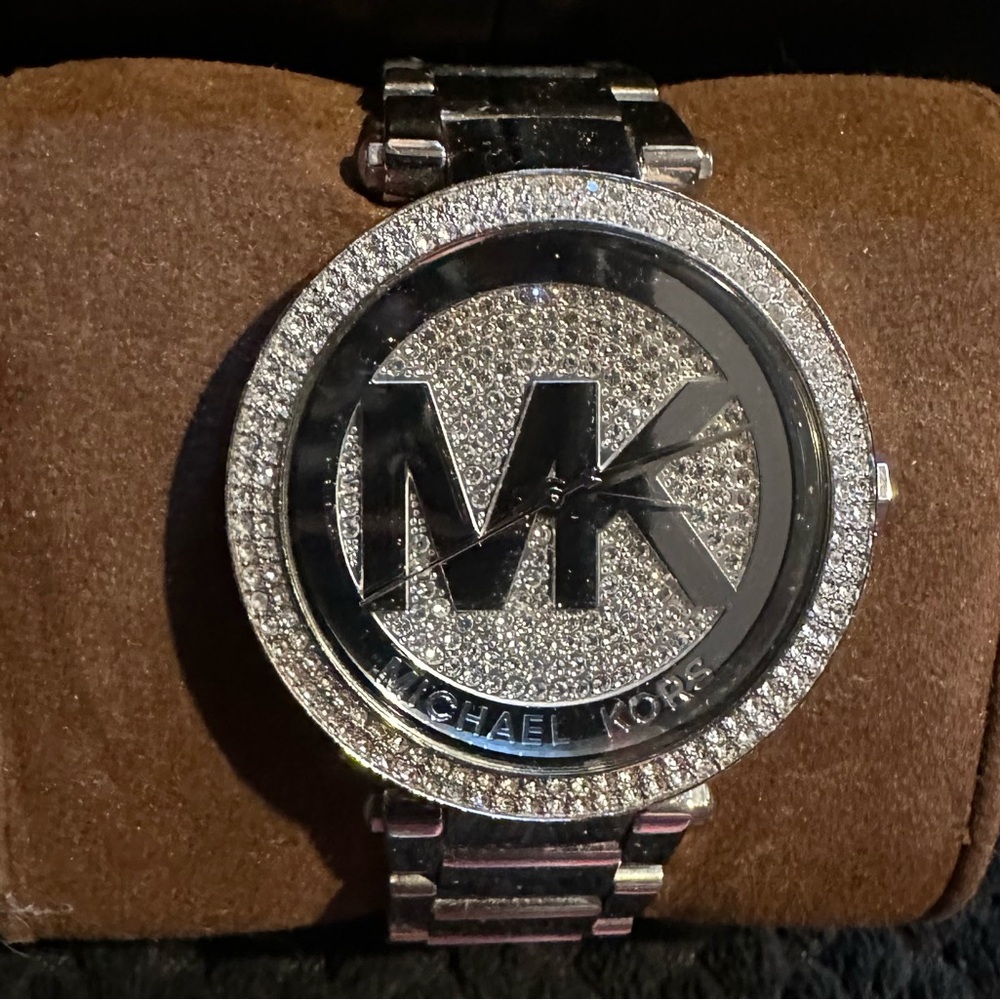 Michael Kors silver rhinestone watch. All pics of item are listed!!!!